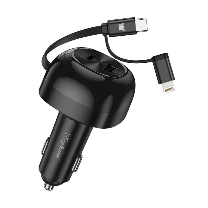 Wephone 60W 快充伸縮線75cm 四合一車用充電器/車充(PD/QC快充協議)