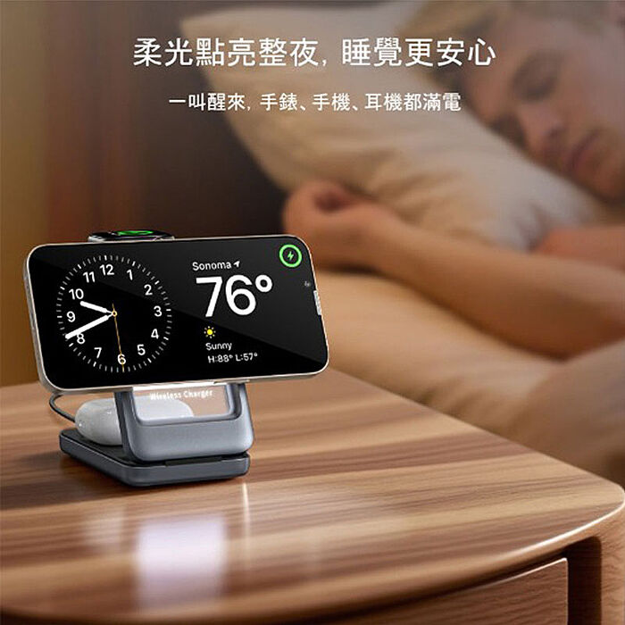 KooPin 台灣製造 22W 5合1折疊磁吸無線充電座(手機/手錶/耳機)