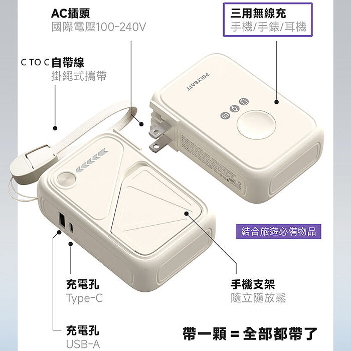 POLYBATT 台灣製造 X3防爆固態 20W八合一行動電源10000mAh(CCC認證/快充/磁吸)