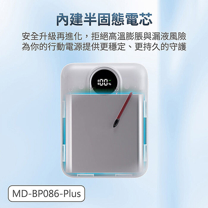 MINIQ 台灣製造 10000mAh 防爆固態數顯急速行動電源(附贈掛繩充電線Type-C)