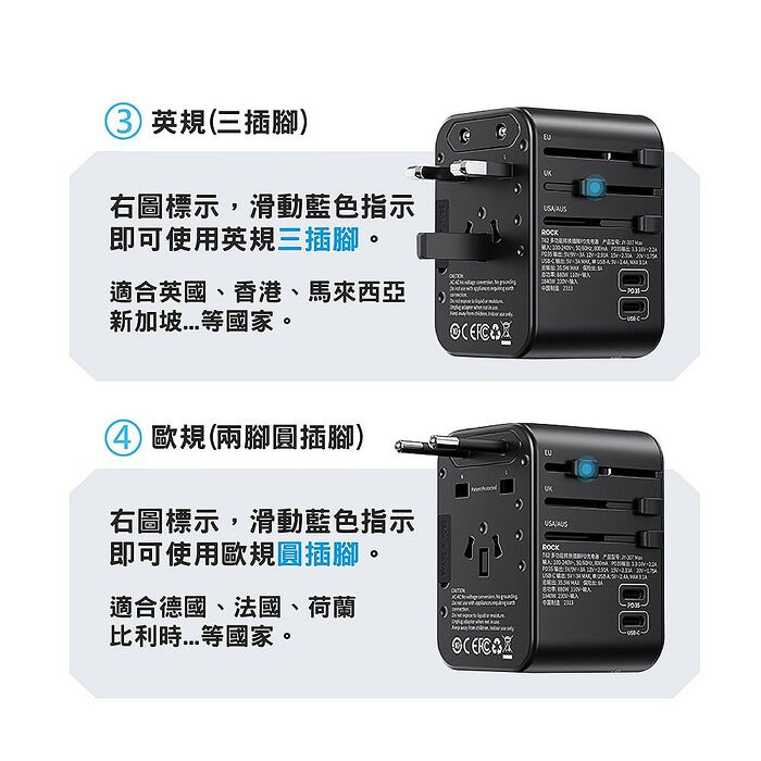 CITYBOSS 35W 出國萬用充電器 全球通用萬能轉換插頭(2USB-C+3USB-A)
