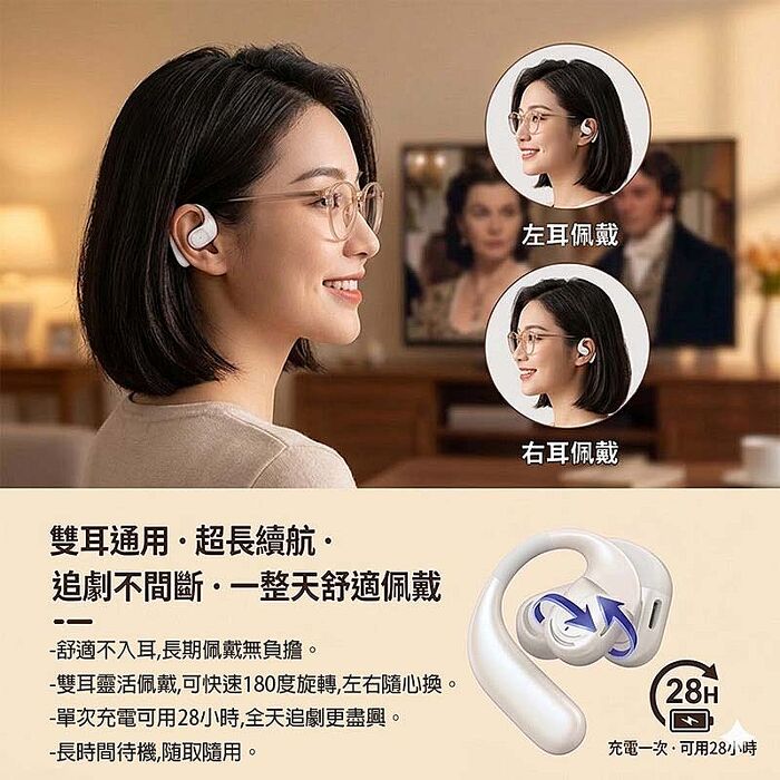 Fit Q66 開放式單耳藍牙耳機 (左右耳通用/掛耳式/長待機)