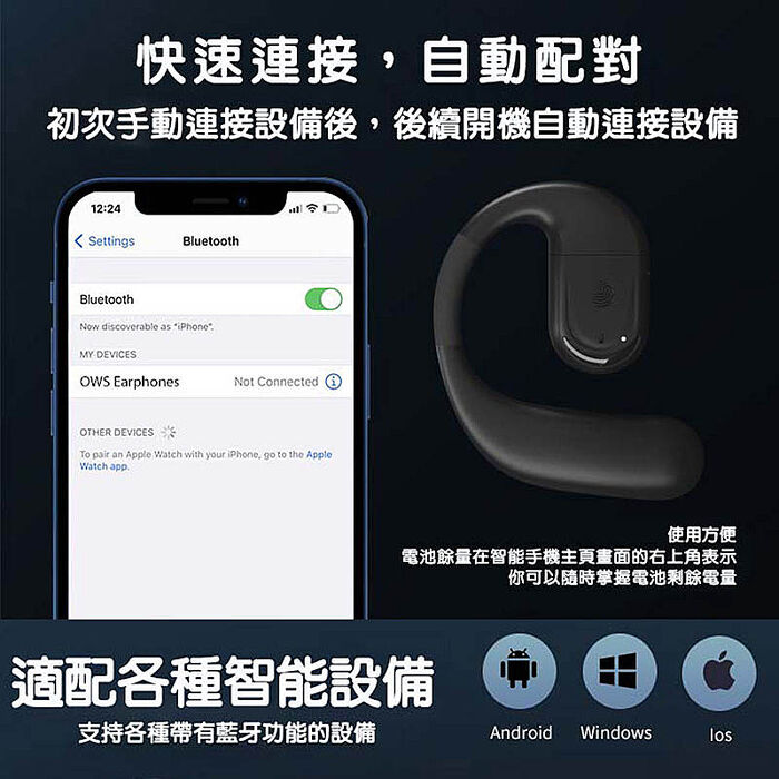 Fit Q66 開放式單耳藍牙耳機 (左右耳通用/掛耳式/長待機)
