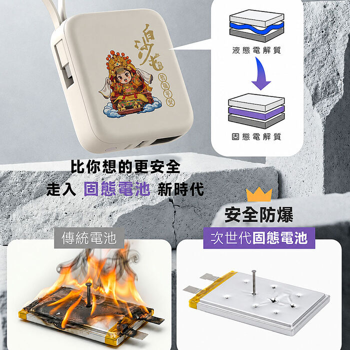 Polybatt 白沙屯媽祖聯名款 台灣製造 10000mAh 防爆固態行動電源 H20