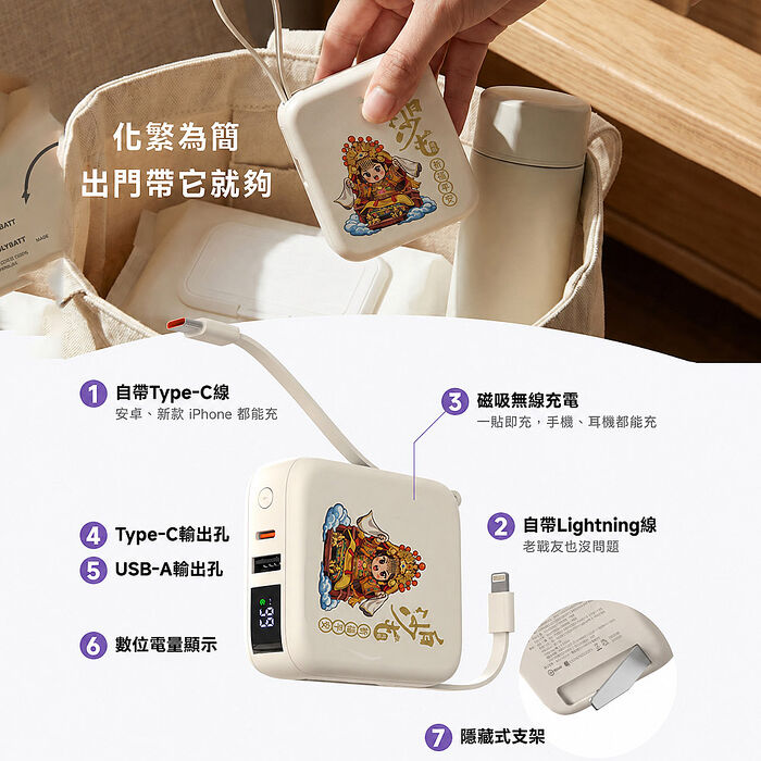 Polybatt 白沙屯媽祖聯名款 台灣製造 10000mAh 防爆固態行動電源 H20