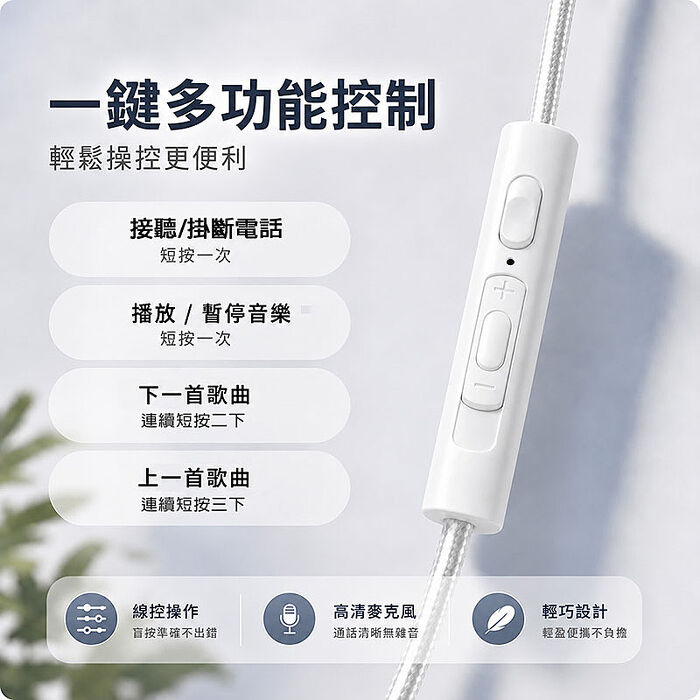 Songwin 雙接頭入耳 立體聲耳機麥克風(TYPE-C/3.5mm) PHC-800