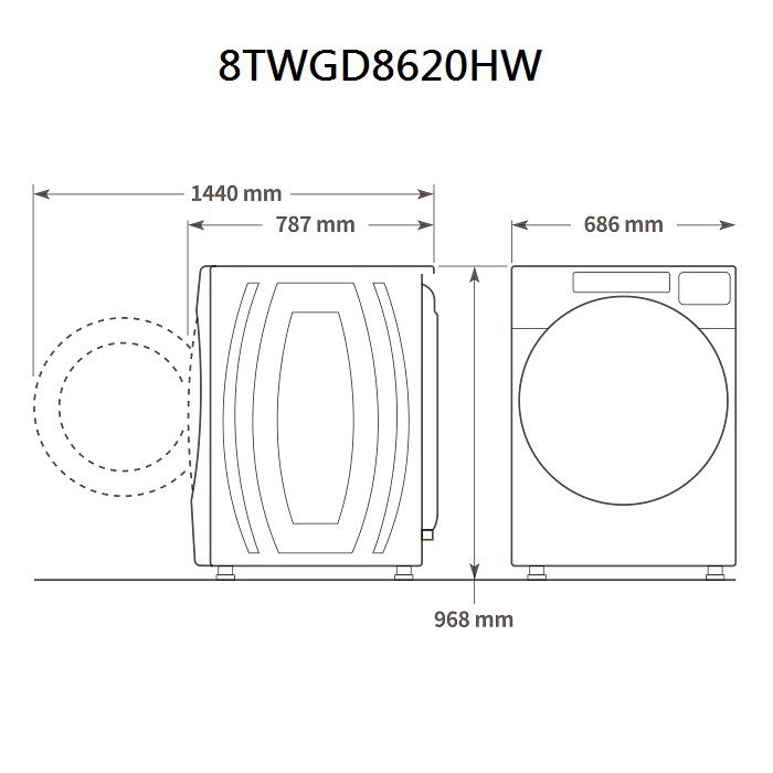 Whirlpool 惠而浦 蒸氣洗滾筒洗衣機 17公+快烘瓦斯型滾筒乾衣機 16公斤  8TWFW8620HW+8TWGD8620HW【結帳再享優惠】