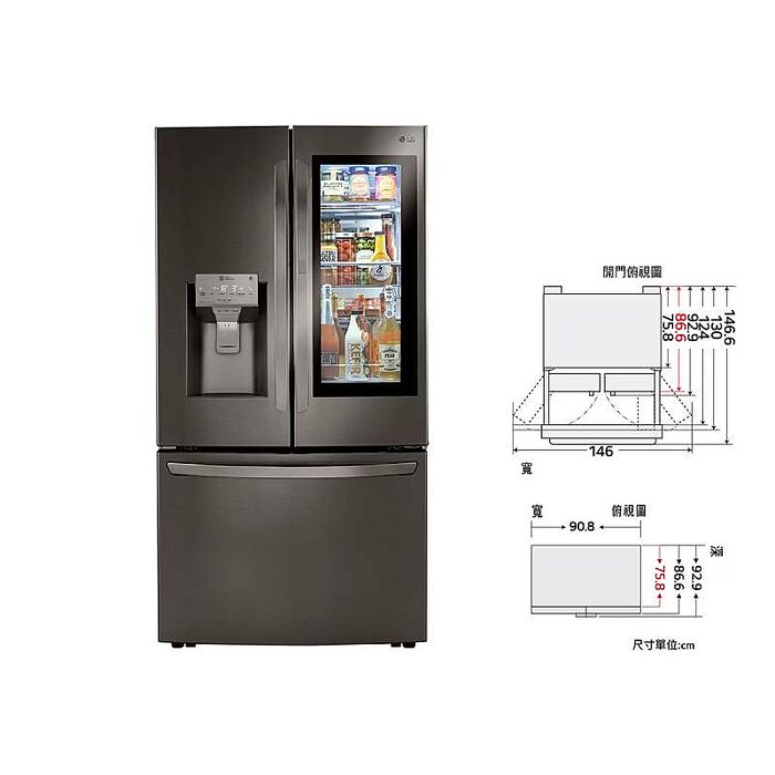 LG 樂金 GR-QBFL87BS 821公升 敲敲看門中門冰箱 含基本安裝舊機回收(不需跨區費)