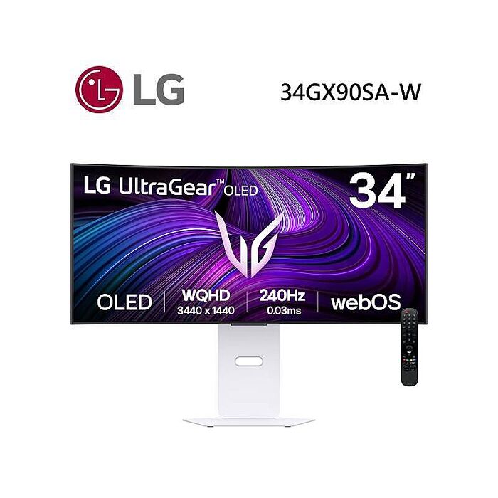 LG 樂金 34GX90SA-W 34型 UltraGear™ 21:9 WQHD 240Hz OLED曲面智慧電競螢幕