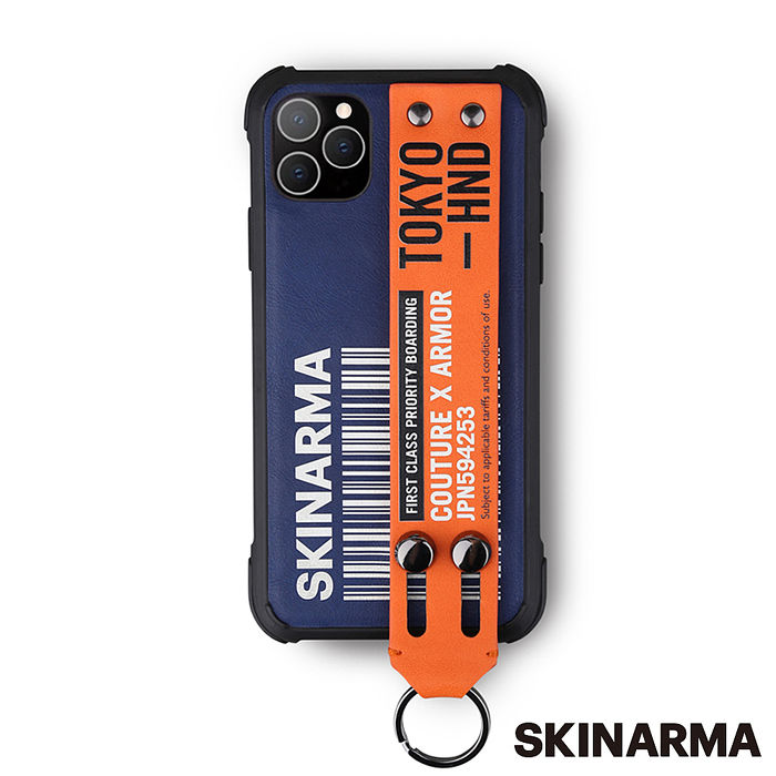 Skinarma日本潮牌iphone 12 12 Pro Bando設計帶腕帶支架手機防摔保護殼 橘藍 耳機 穿戴 手機配件 Myfone購物