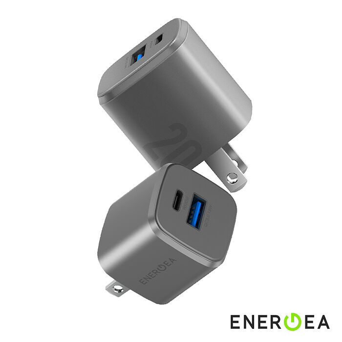 ENERGEA  Ampcharge 20W GaN 雙孔快充電源供應器 PD快充 + QC3.0 充電頭