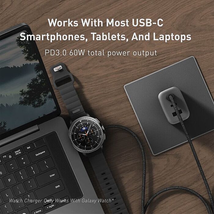 ENERGEA 新加坡 Flow Duo USB-C to USB-C+Samsung Watch 二合一手錶充電線 1.5M