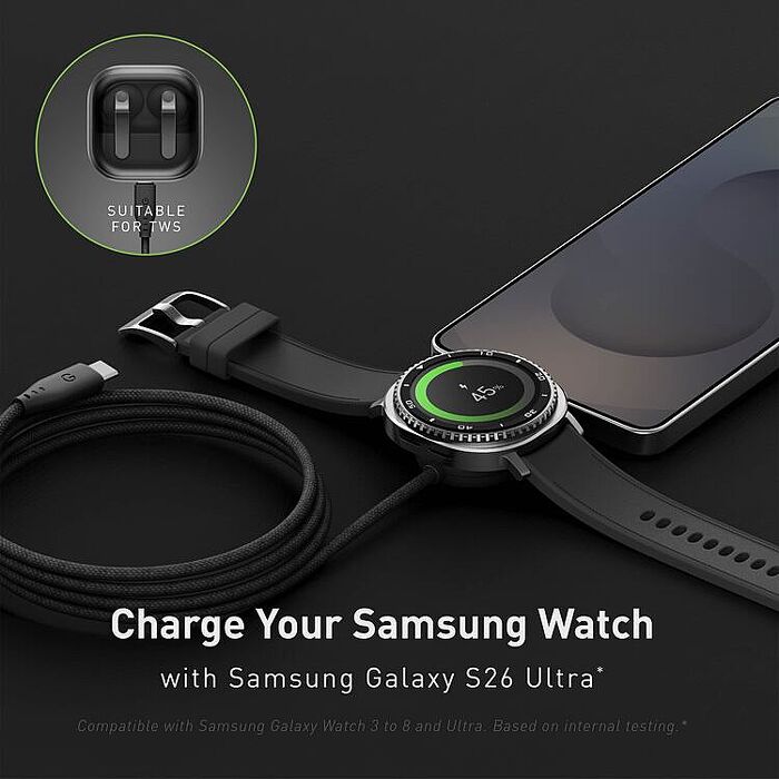ENERGEA 新加坡 Flow Duo USB-C to USB-C+Samsung Watch 二合一手錶充電線 1.5M