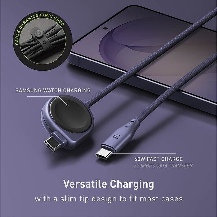 ENERGEA 新加坡 Flow Duo USB-C to USB-C+Samsung Watch 二合一手錶充電線 1.5M