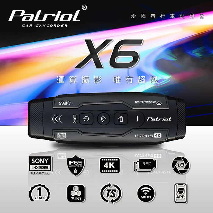 愛國者 X6 4K SONY前後雙鏡 WIFI機車行車記錄器 (內贈128G)