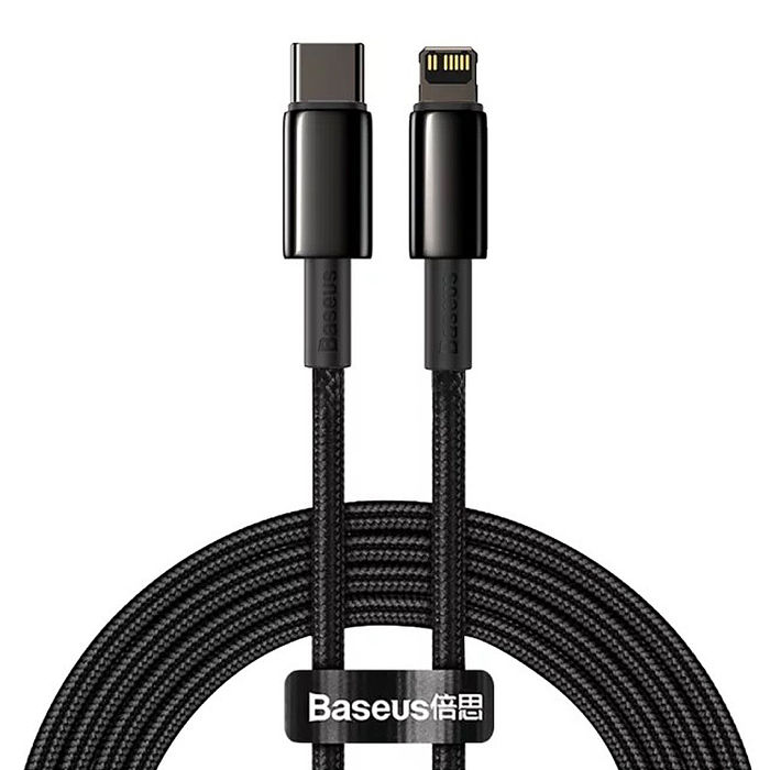 Baseus 倍思 鎢金系列 20W PD金屬編織快充線(Type-C to Lightning)2M黑