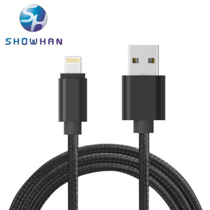 SHOWHAN  USB-A to Lightning 編織傳輸充電線 3條裝-黑色 (0.25M+1M+2M)