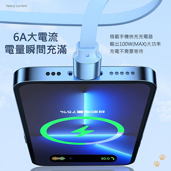 Mr.OC 100W 馬卡龍1分3伸縮快充充電線 蘋果/Micro/TC 1.2M