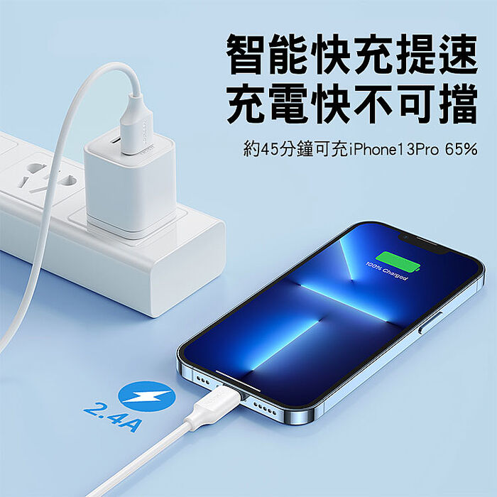 JOYROOM S-A9 恒久系列 USB-A to Lightning 2.4A 快充線1M【兩入組】