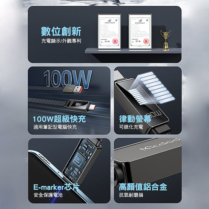 Mcdodo 麥多多 律能 USB-A to Type-C  100W 快充 充電線-1.2M(CA-498) 安卓 i15 iPAD