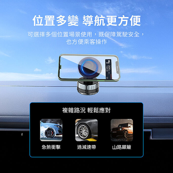 SHOWHAN 手動吸盤吸附磁吸車載支架手機支架CCT26-黑色