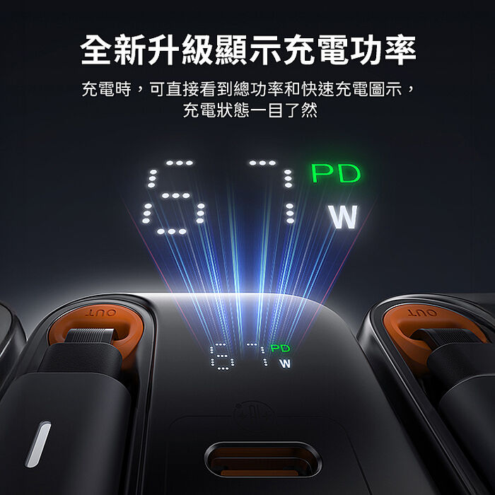 麥多多 FreeGo系列 自帶伸縮線氮化鎵 GaN 67W 快充充電器(CH-411)