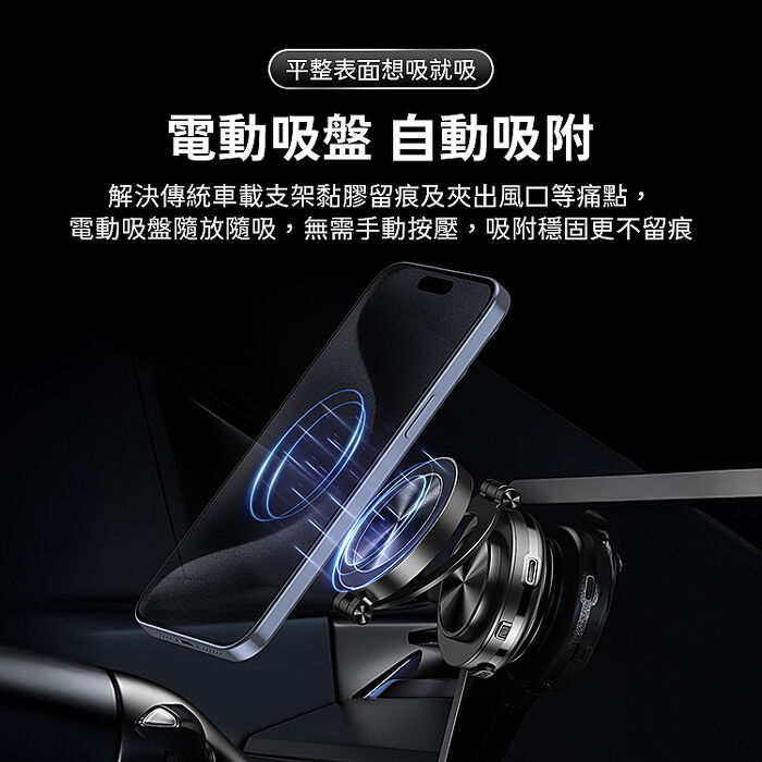 SHOWHAN 真空吸附車載三折折疊旋轉支架手機支架C3