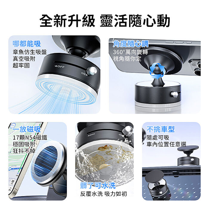 搶購優惠 全新升級萬向球手動吸盤磁吸車載支架手機支架A1