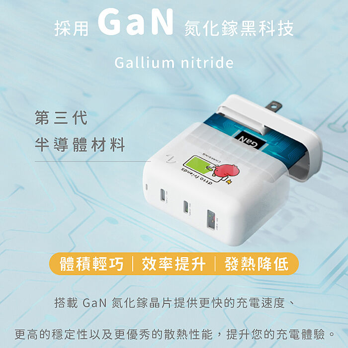 Allite A1 PRO 70W 三孔氮化鎵快充充電器｜dtto friends 聯名款