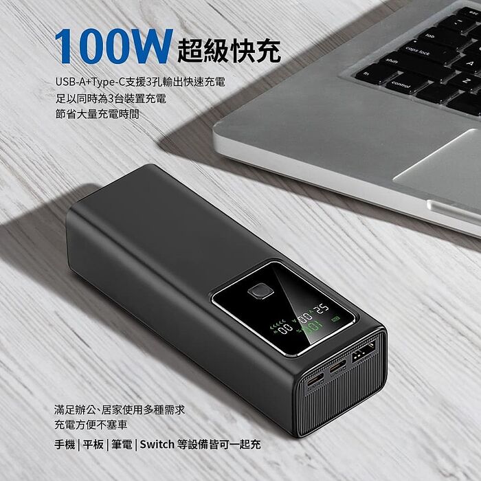 MCK-NB100 100W電量功率顯示行動電源20000mAh-黑色
