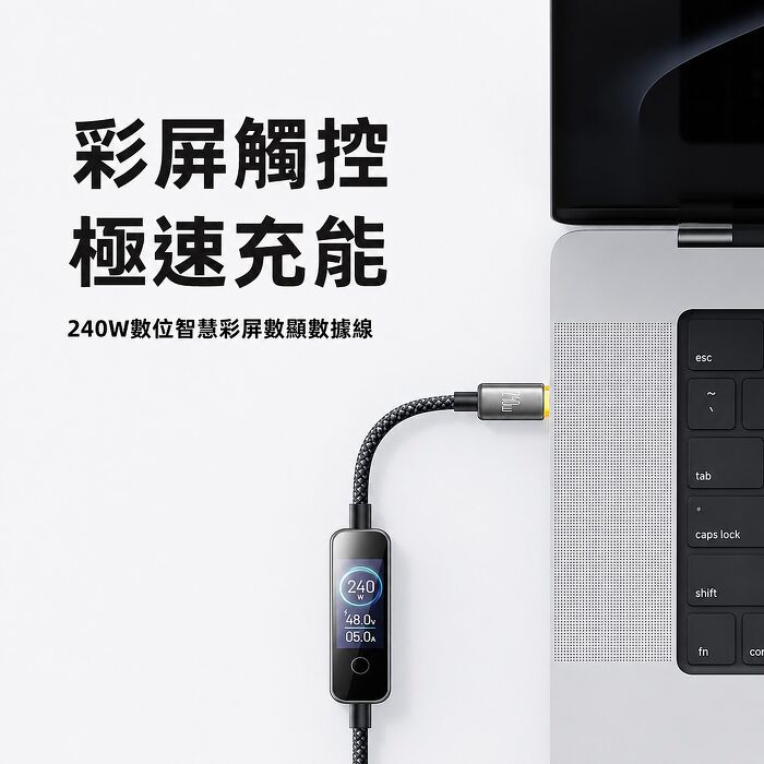 麥多多 LQ Cab Vision系列AI數字智慧彩色數顯數據線C to C 240W 1.2m CA-875