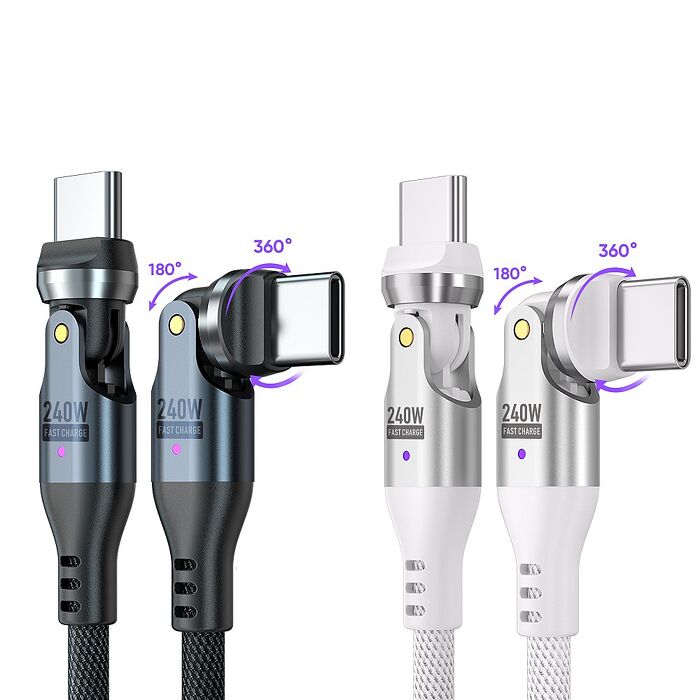 SHOWHAN 240W Type-C to Type-C 雙頭540°旋轉 E-Marker 編織快充線-1m