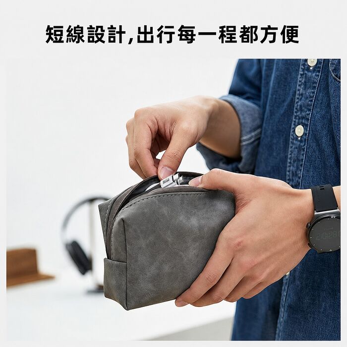 SHOWHAN PD240W Thunderbolt 4 80Gbps 16K投屏 Type-c 全功能 磁吸扁短數據充電線 18CM