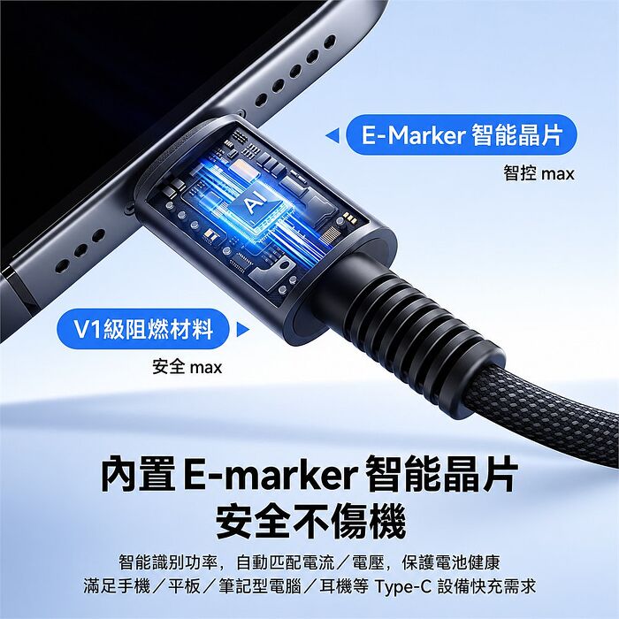 JOYROOM AC40 Type-C to Type-C 140W 鋁合金編織快充數據線1m