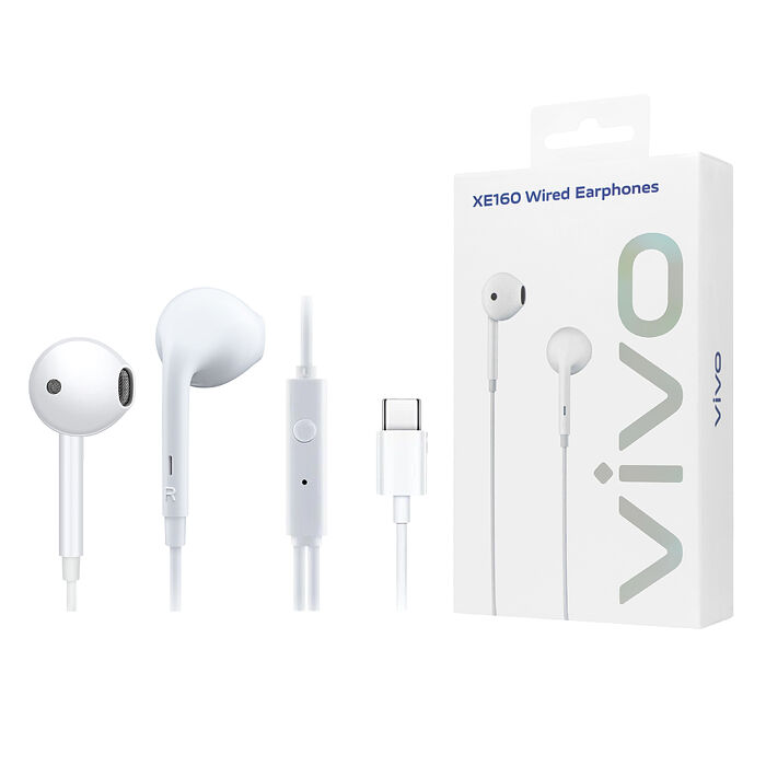 VIVO XE160 台灣正原廠盒裝 / 半入耳式線控耳機 Type-C (白色)