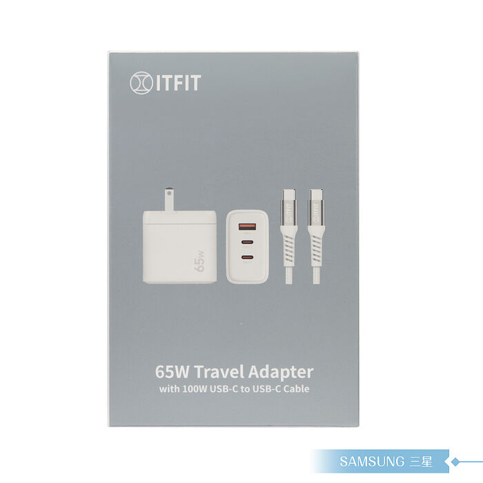 Samsung三星 原廠公司貨 ITFIT 65W 三孔超快充組 -白 (附充電器+5A 100W Type C快充線)