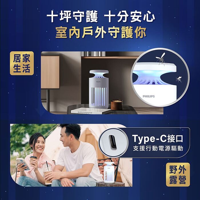 PHILIPS 飛利浦 66265 K1 電擊吸入式捕蚊燈 PO015 (K1小金殺/黃金誘蚊395nm/滅蚊效率+20%)