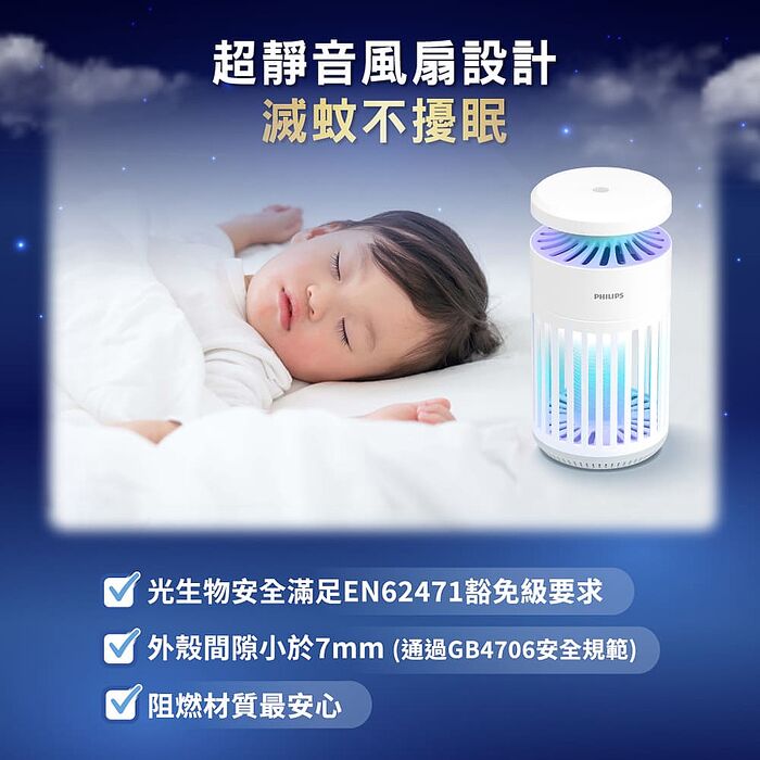 PHILIPS 飛利浦 66265 K1 電擊吸入式捕蚊燈 PO015 (K1小金殺/黃金誘蚊395nm/滅蚊效率+20%)