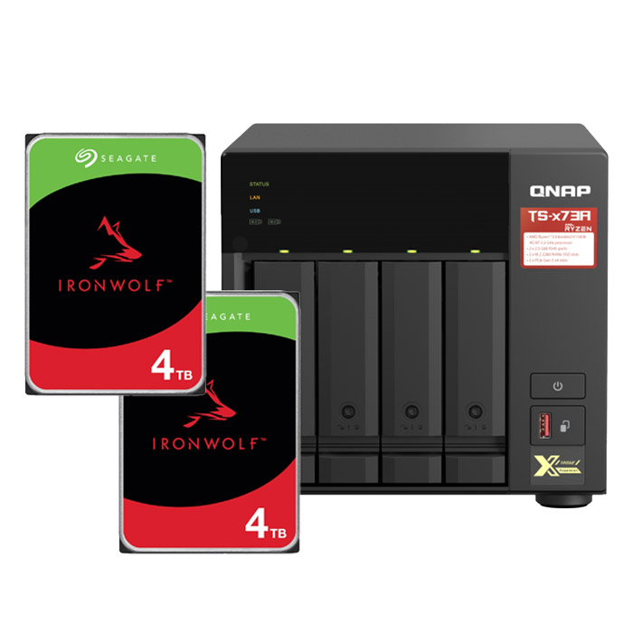 QNAP 威聯通 TS-473A-8G 4Bay NAS 網路儲存伺服器+Seagate 4TB NAS硬碟