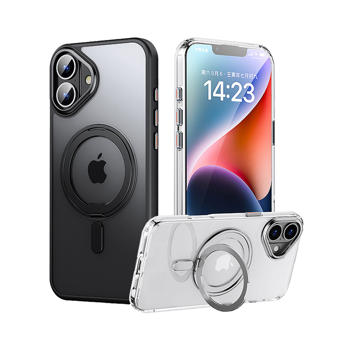 QinD Apple 蘋果 iPhone 16系列 旋轉磁吸支點殼 手機殼 保護殼 保護套 雙料殼 磁吸殼 支援 MagSafe