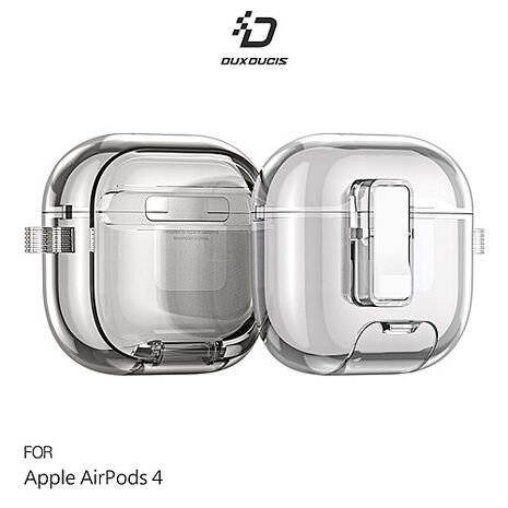 DUX DUCIS Apple 蘋果 AirPods 4 冰晶支架保護殼 防摔殼 透色殼 按鈕卡扣