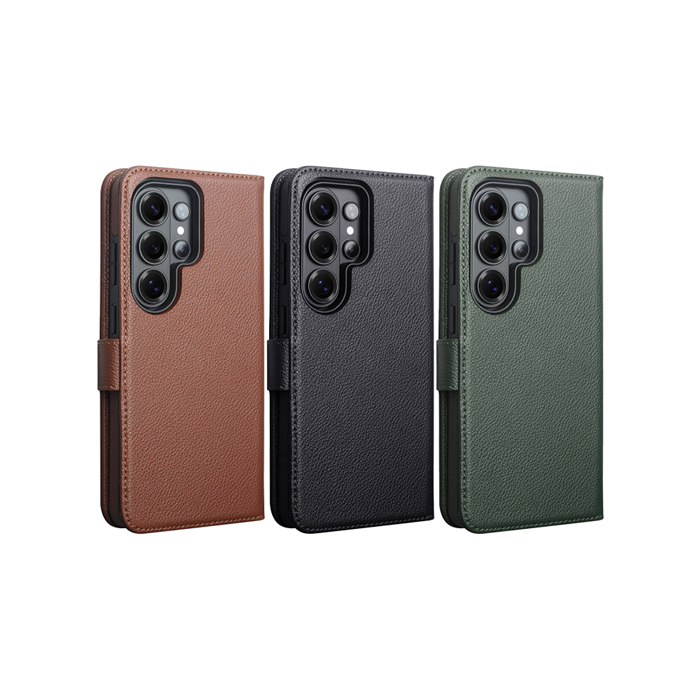QIALINO SAMSUNG 三星 S26 Ultra 5G 荔枝紋皮套(二合一) 牛皮 側翻皮套