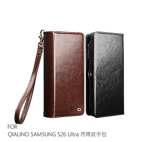 QIALINO SAMSUNG 三星 S26 Ultra 5G 多功能吊帶皮手包 牛皮 側翻皮套