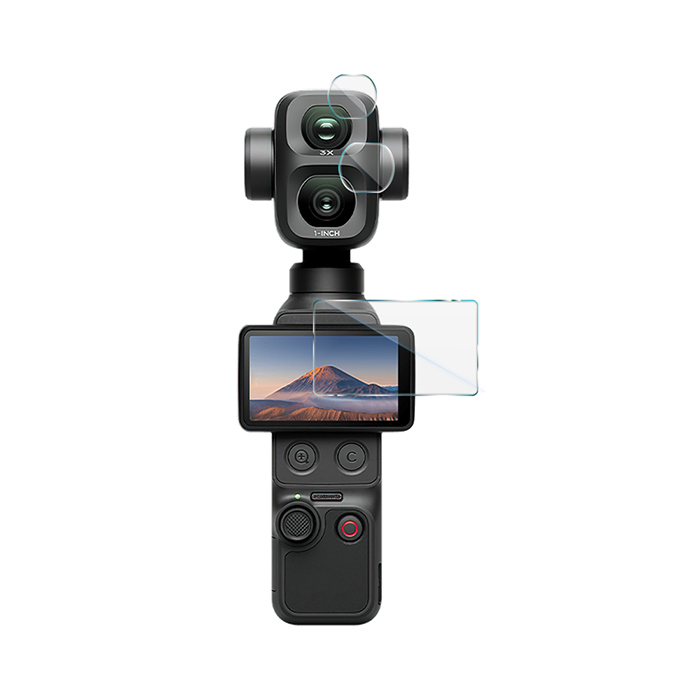 Imak DJI Osmo Pocket 4P 相機鏡頭+螢幕玻璃貼(一套裝) 奈米吸附