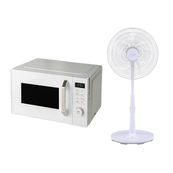 TECO東元 白大廚 23L三合一多功能氣炸烤微波爐+東元16吋DC扇(YM2302CBW+XA1628BRD)
