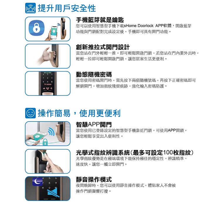 三星電子鎖SHP-DP728 指紋卡片密碼手機APP五合一開門 【台灣總代理公司貨】