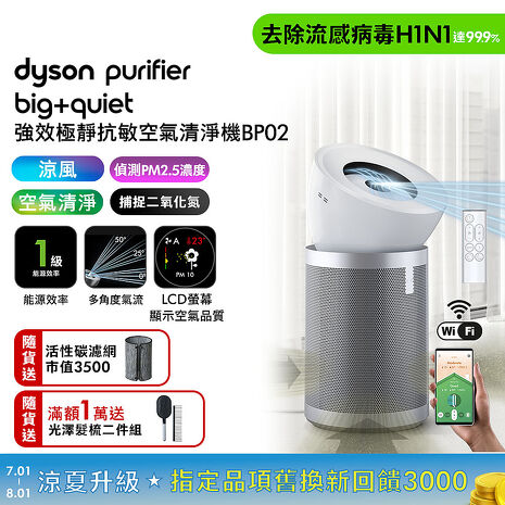 Dyson戴森 Purifier Big+Quiet 強效極靜抗敏空氣清淨機 BP02 白色及柔霧銀
