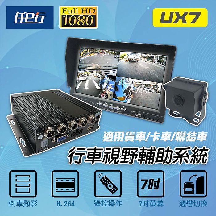 任e行 UX7 環景四鏡頭 1080P 行車紀錄器 行車視野輔助器、大貨車、大客車及各式車輛適用(贈64G記憶卡)