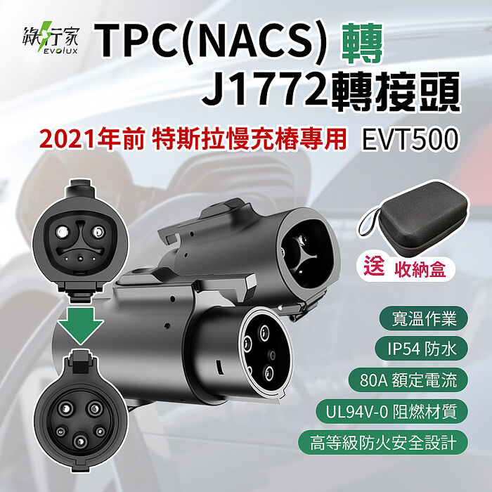 【綠行家】特斯拉TPC(NACS)充電槍 轉 J1772(CCS1)車端插口 專用轉接頭