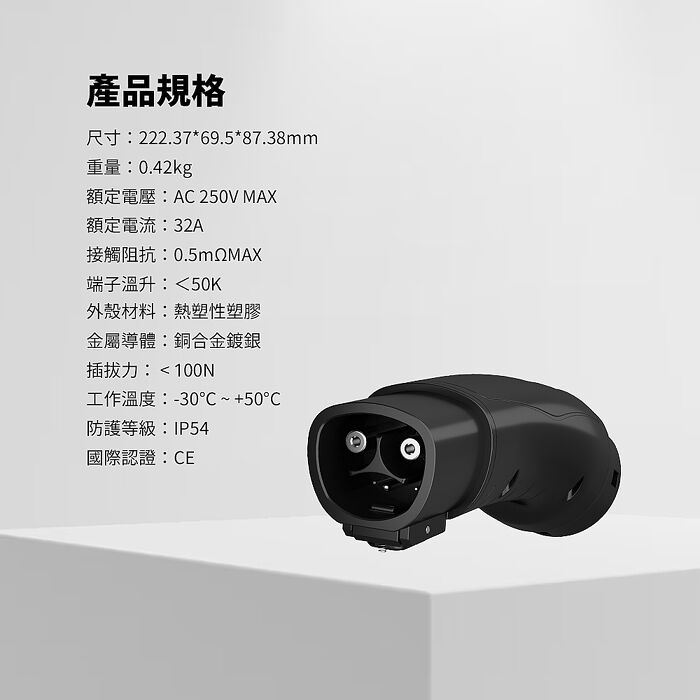 【綠行家】特斯拉TPC(NACS)充電槍 轉 Type2(CCS2車端插口) 專用轉接頭